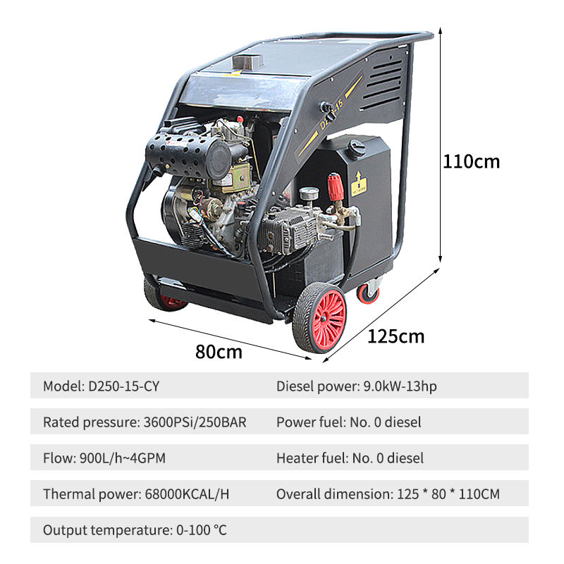 15hp 4350psi gasoline engine hot water steam pressure cleaner